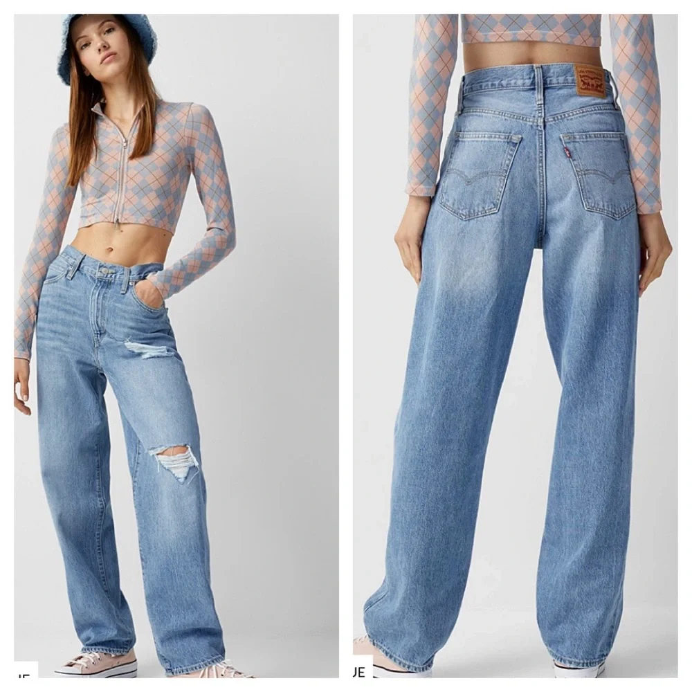 Levi’s ‘94 Baggy Mid Rise Straight Leg Jeans Distressed Medium Blue 25 26 29 30 - Picture 1 of 15